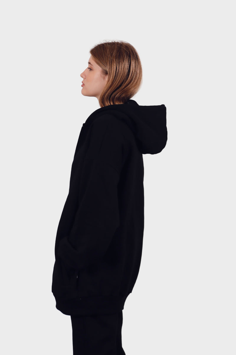 Heavy Zip-Up Hoodie - Black