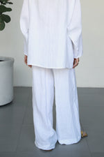 Linen Wide Pants - White