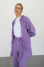 Light Waisted Zip-Up Hoodie - Amethyst