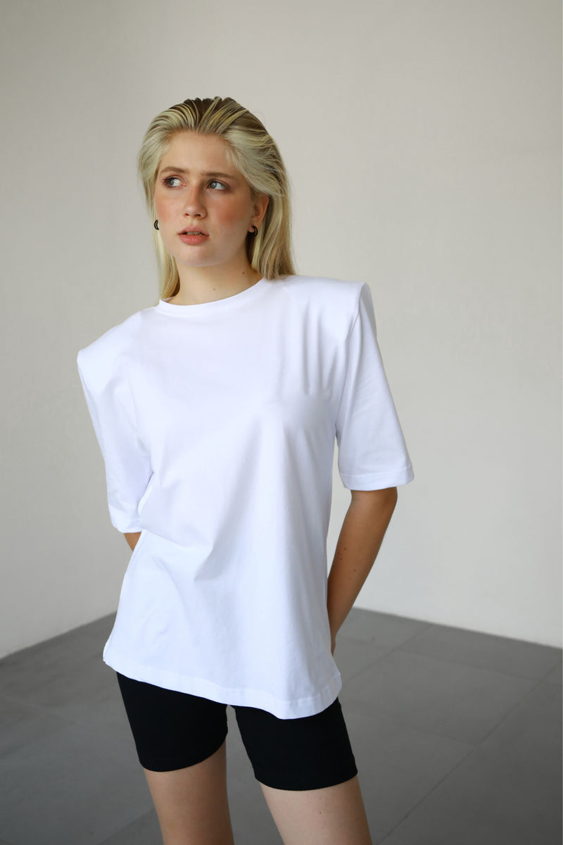 Padded Cotton T-shirt - White