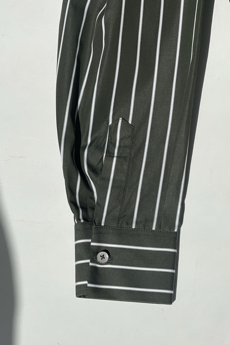 Basic Poplin Shirt - Striped Green