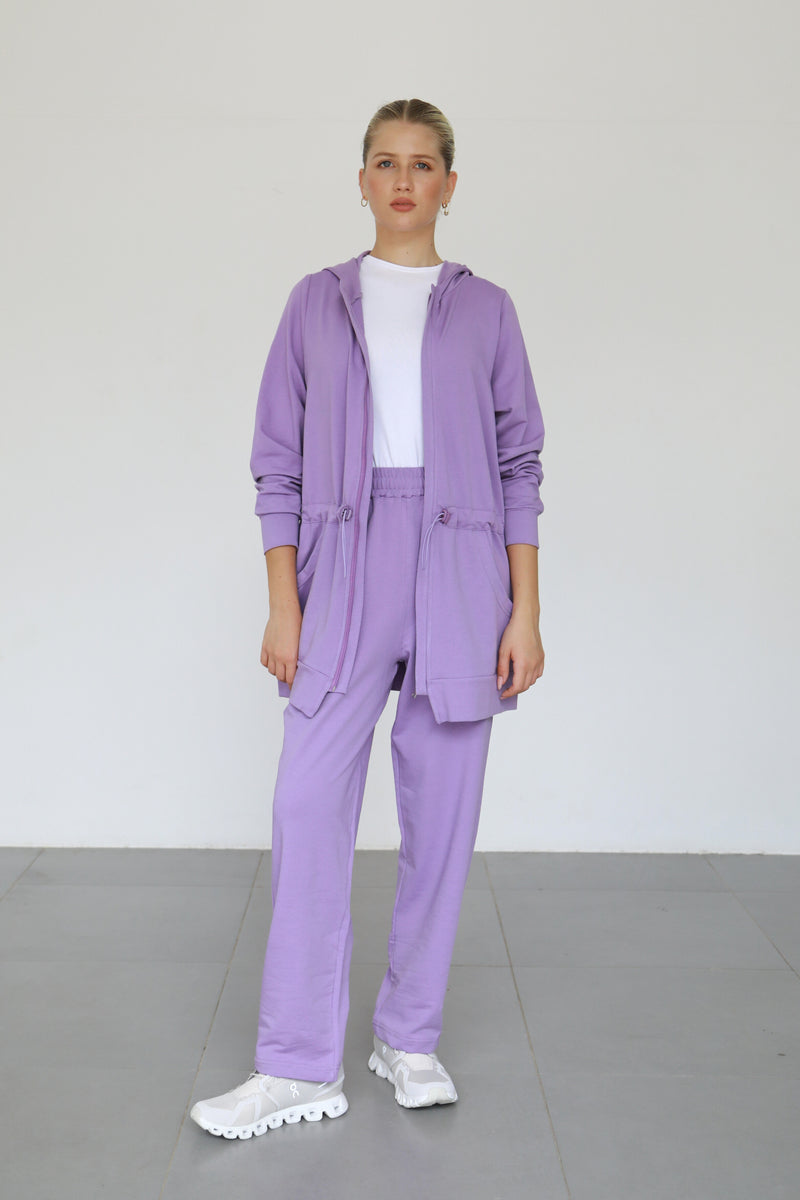 Light Waisted Zip-Up Hoodie - Amethyst