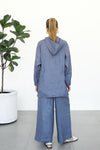Linen Wide Pants - Washed Blue