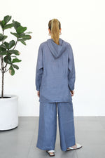 Linen Wide Pants - Washed Blue