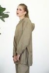 Linen Zip-up Hoodie - Almond Latte
