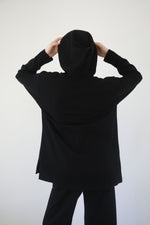 Relaxed Knit Hoodie - Black