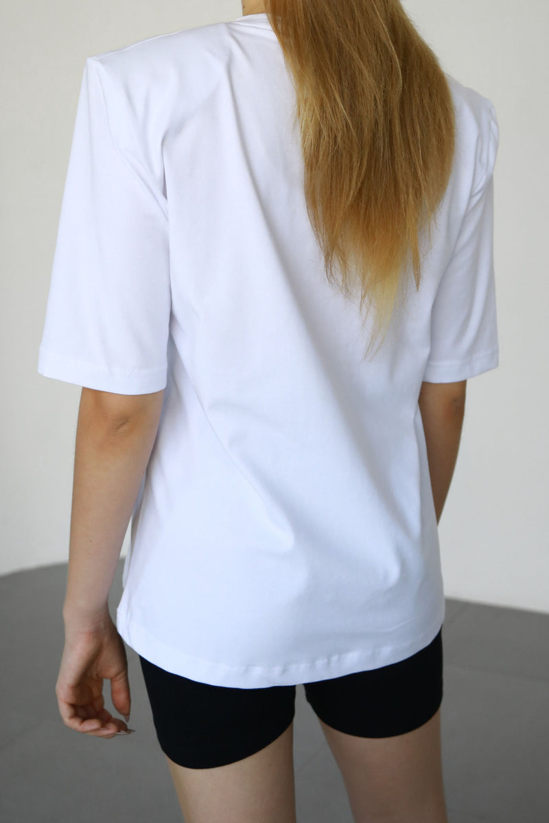 Padded Cotton T-shirt - White
