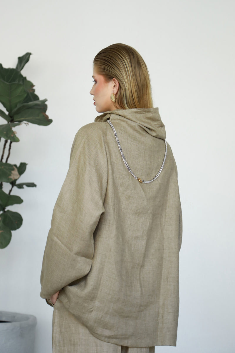 Gaia Linen Blouse - Almond Latte