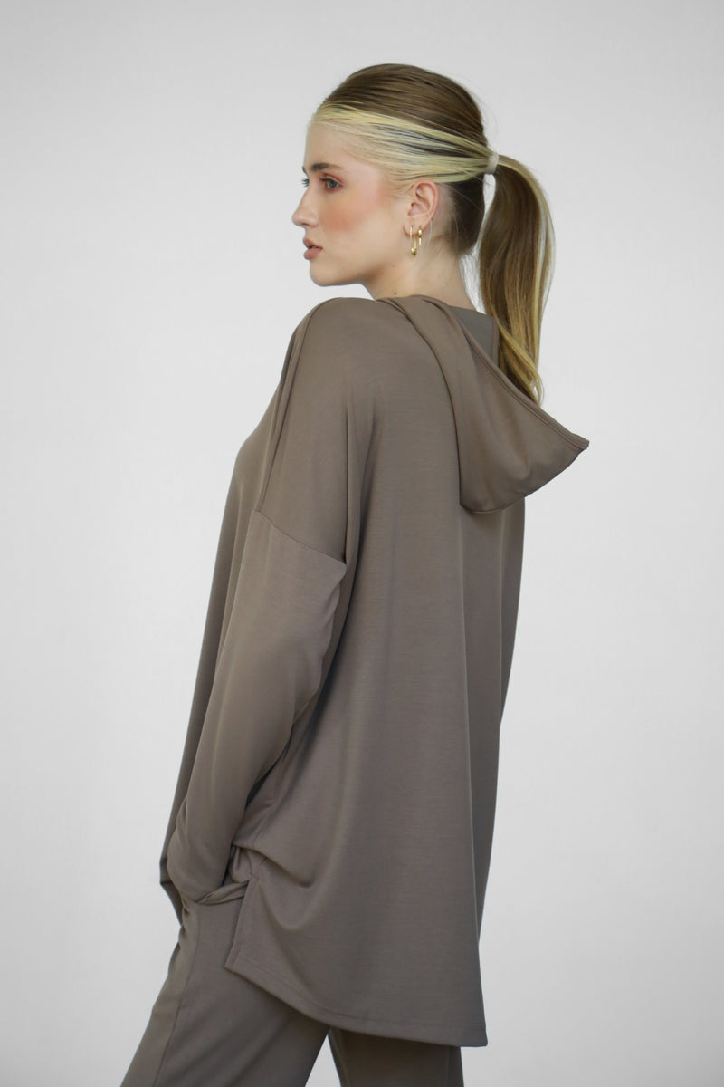 Modalite Half Zip Hoodie - Truffle