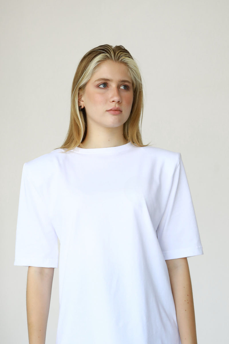 Padded Cotton T-shirt - White