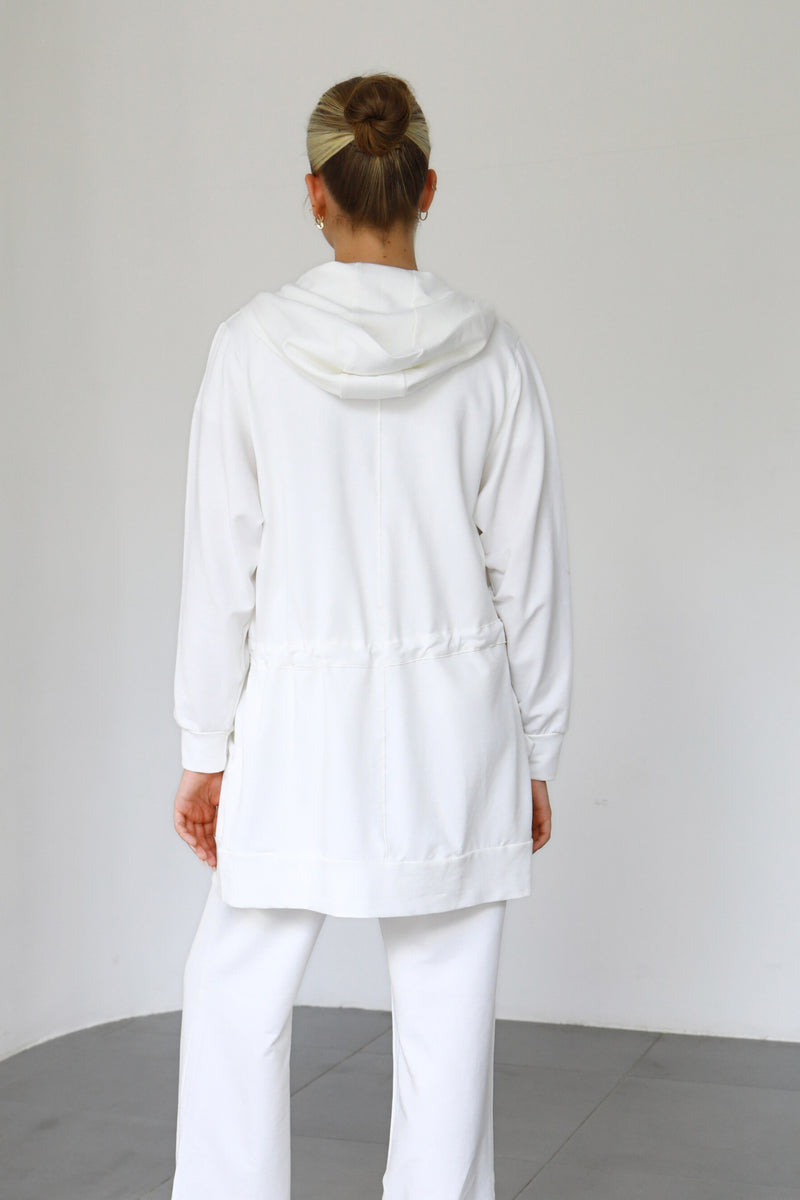 Light Waisted Zip-Up Hoodie - Cream