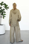 Linen Zip-up Hoodie - Almond Latte