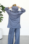Linen Zip-up Hoodie - Washed Blue