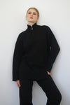 Knit Zipper Sweatshirt - Black