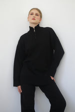 Knit Zipper Sweatshirt - Black