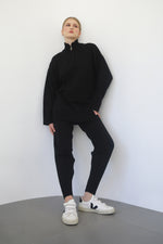 Knit Zipper Sweatshirt - Black