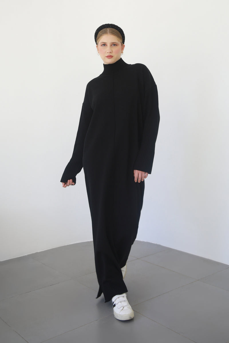 Maxi Knit Dress - Full Length - Black
