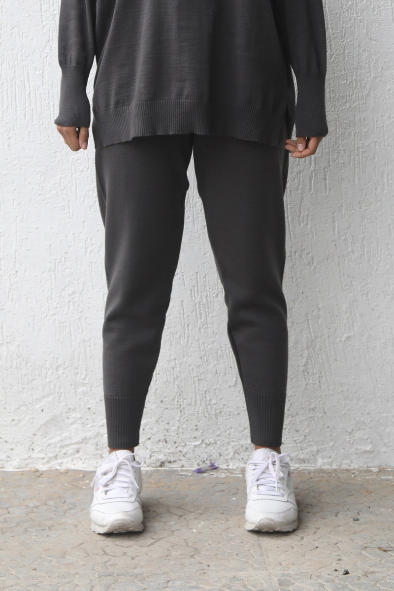 Relaxed Knit Joggers - Gunmetal