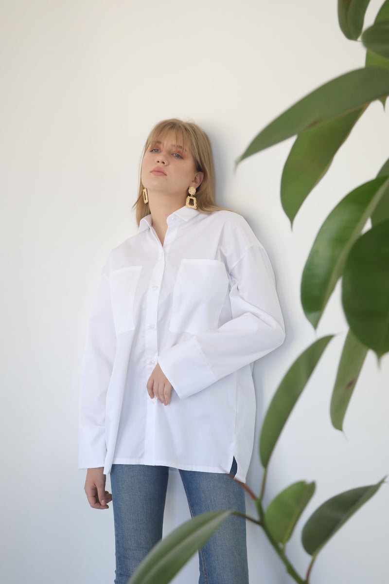 Relaxed Shirt with Pockets - White