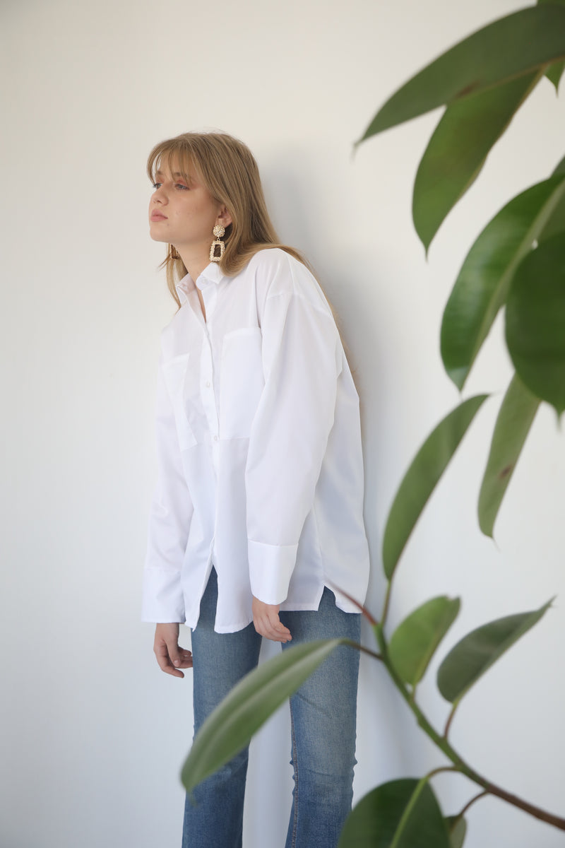 Relaxed Shirt with Pockets - White