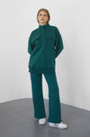 Heavy Zipper Sweatshirt With Pockets - Emerald