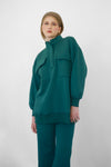 Heavy Zipper Sweatshirt With Pockets - Emerald