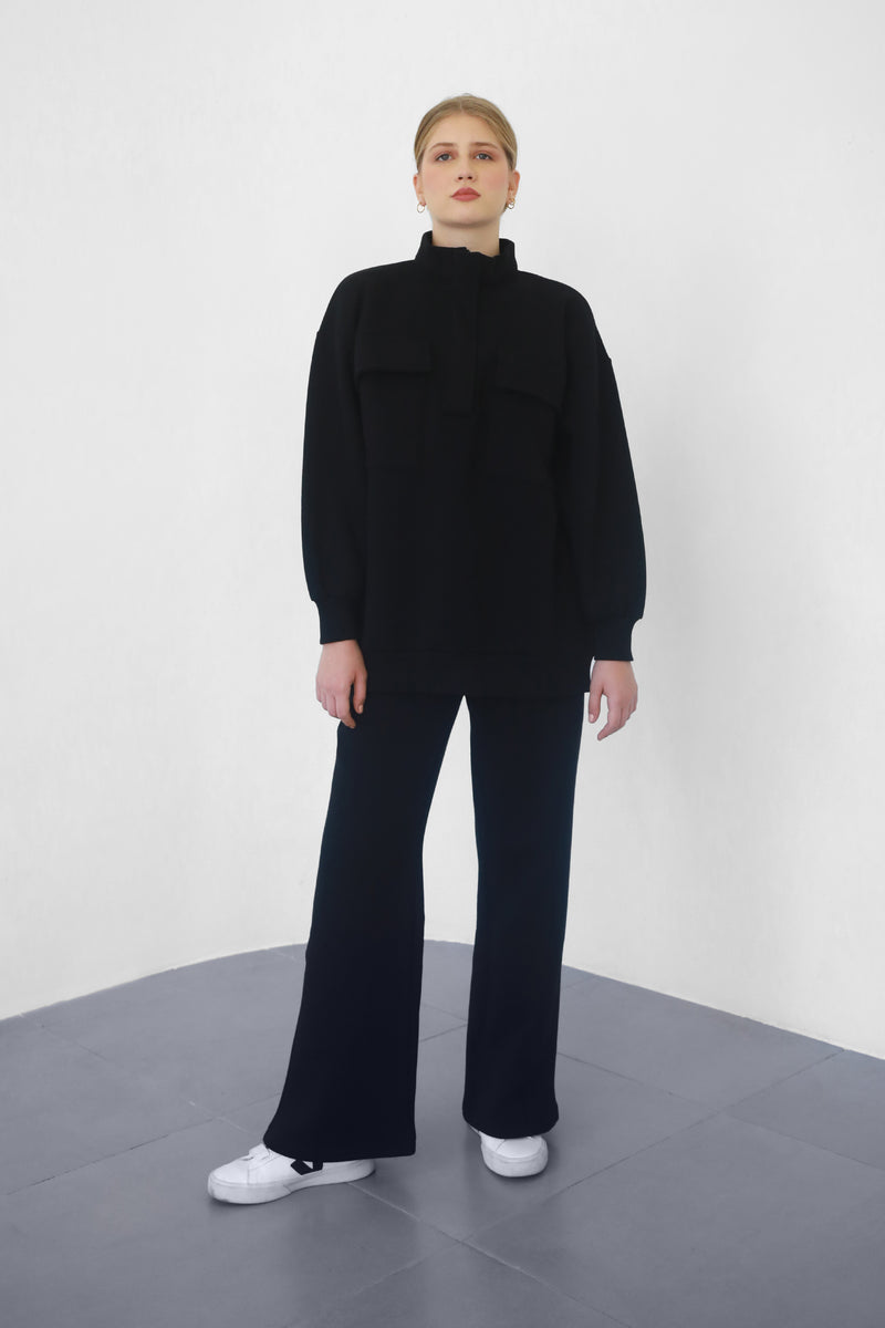 Heavy Flare Sweatpants - Black