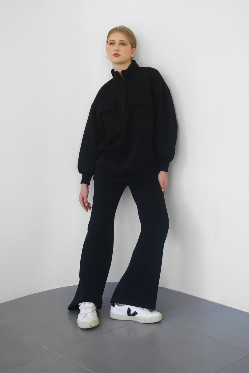 Heavy Flare Sweatpants - Black