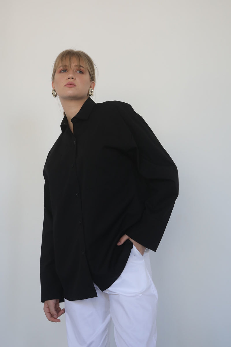 Relaxed Shirt with Pockets - Black