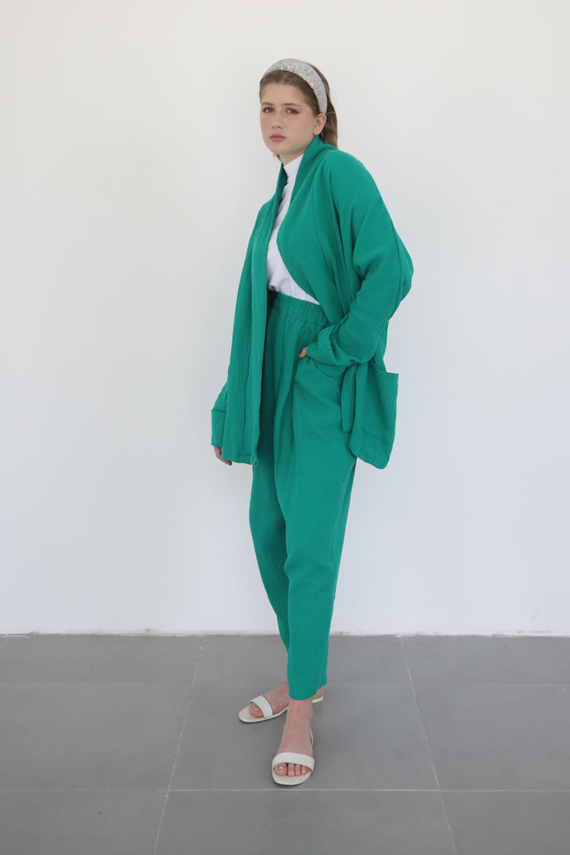 Gauze Co-ord Set - Evergreen