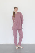 Relaxed Cotton Co-ord Set - Berry Nude
