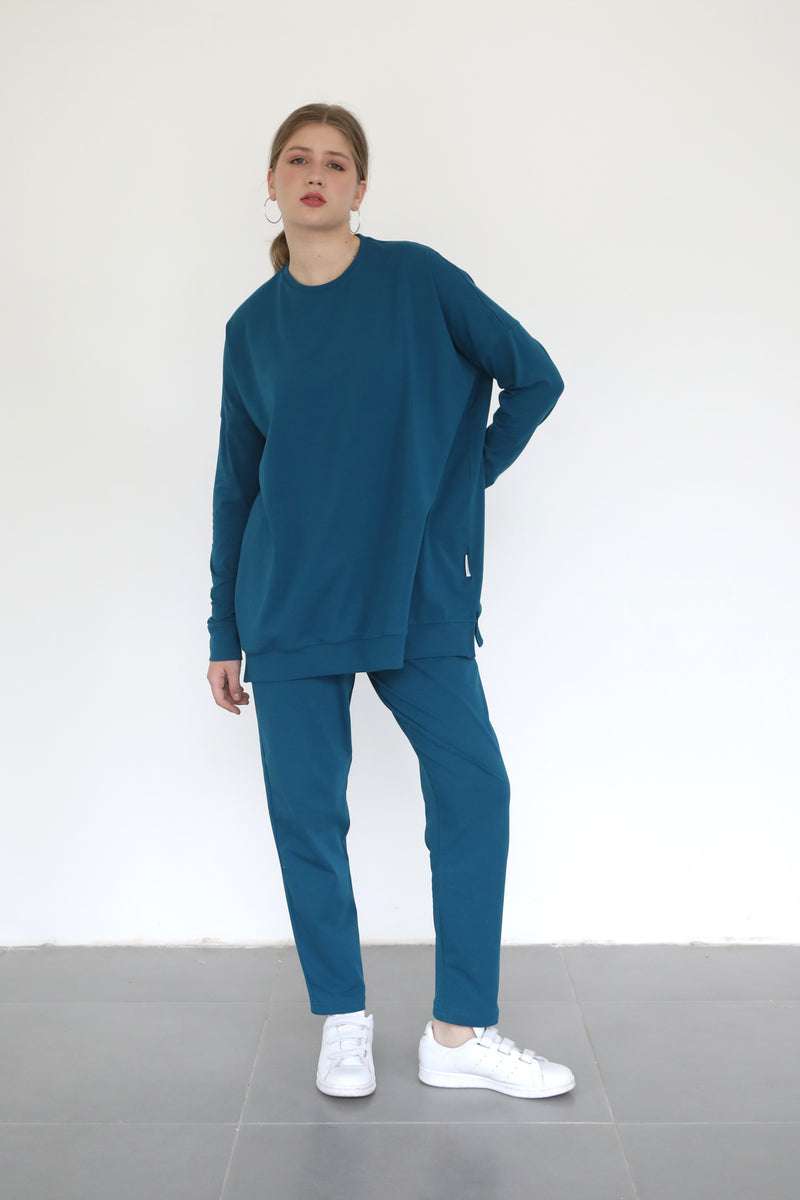 Relaxed Cotton Co-ord Set - Teal