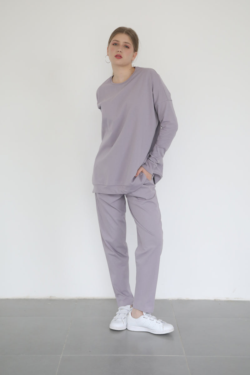 Relaxed Cotton Co-ord Set - Lilac