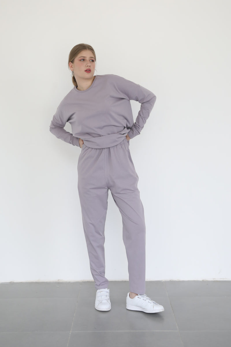 Relaxed Cotton Co-ord Set - Lilac