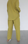 Relaxed Linen Trousers- Apple Green