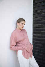 Relaxed Satin Shirt - Powder Pink