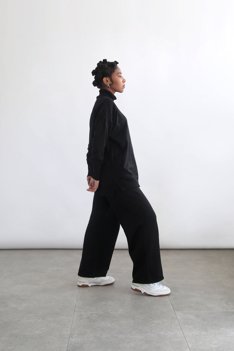 Knit Wide Pants - Black
