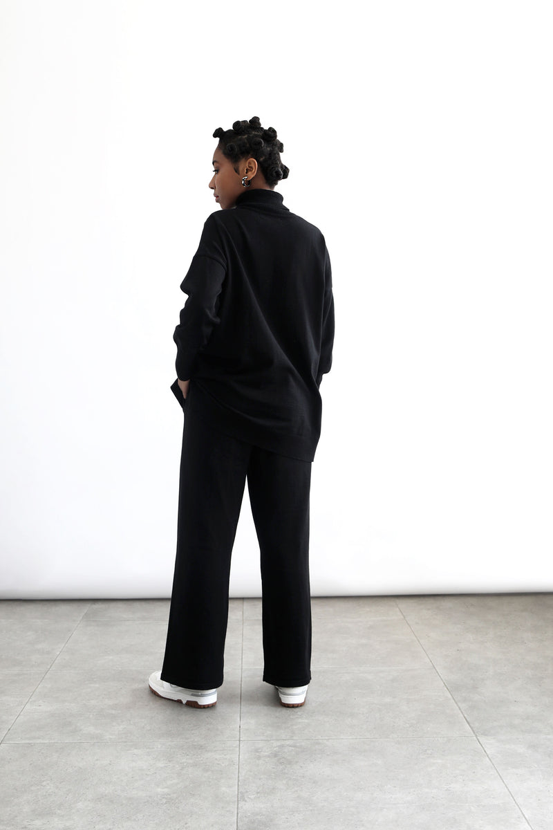 Knit Wide Pants - Black