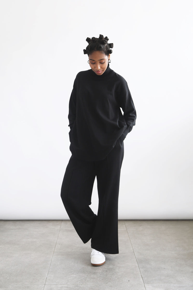 Knit Wide Pants - Black