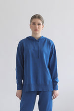 Relaxed Knit Hoodie - Regal Blue