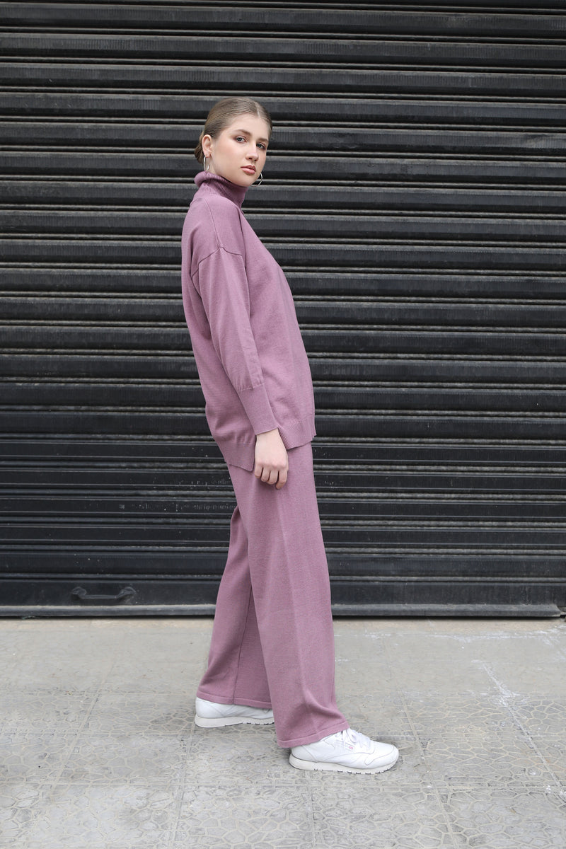 Knit Wide Pants - Berry Nude