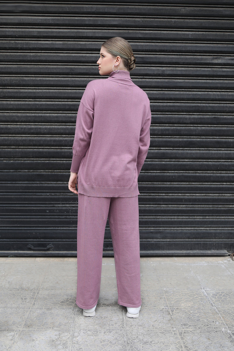Knit Wide Pants - Berry Nude