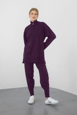 Knit Zipper Sweatshirt - Blackcurrent