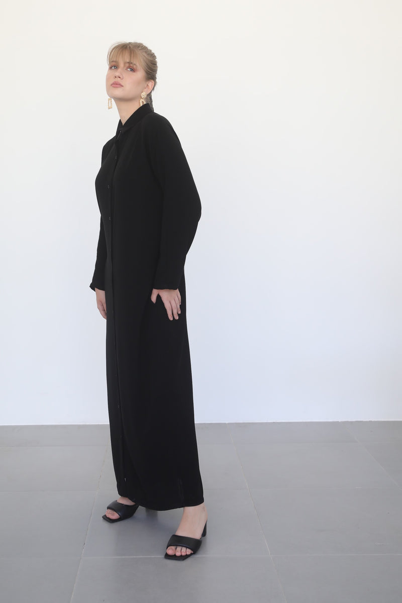 Maxi Shirt Dress - Black