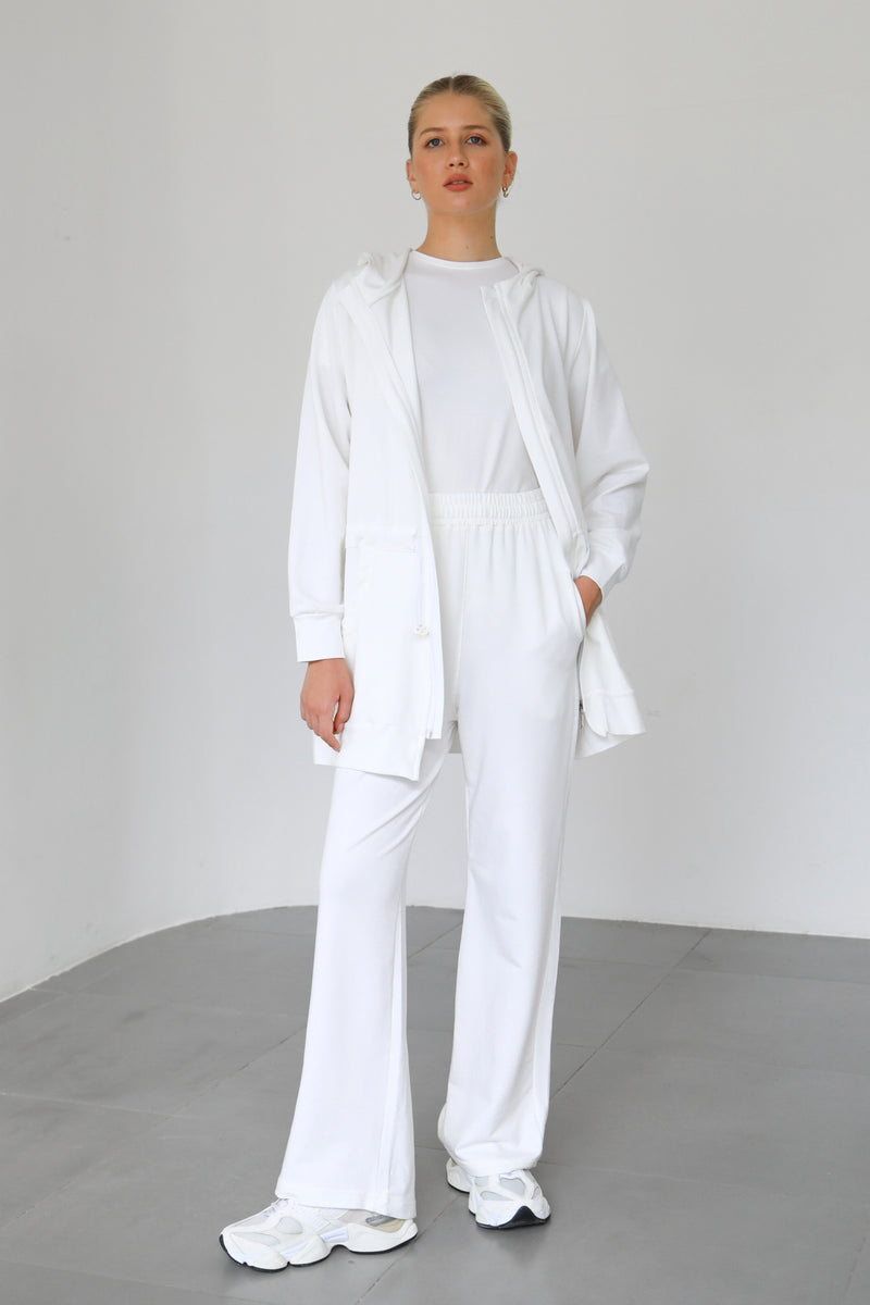 Light Waisted Zip-Up Hoodie - Cream