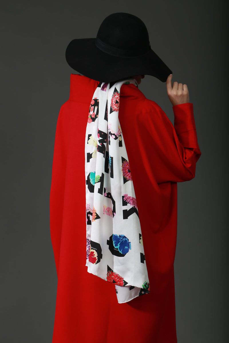 Alpha White Silk Scarf