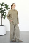 Linen Wide Pants - Almond Latte