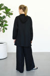 Linen Zip-up Hoodie - Black