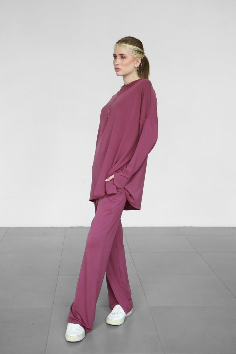 Modalite Flare Sweatpants - Plum