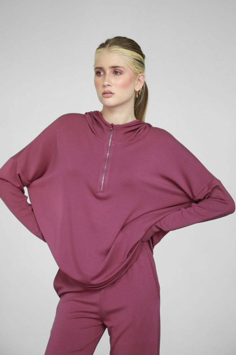 Modalite Half Zip Hoodie - Plum